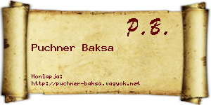 Puchner Baksa névjegykártya